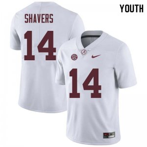 NCAA Youth Alabama Crimson Tide #14 Tyrell Shavers Stitched College Nike Authentic White Football Jersey ET17R15HR